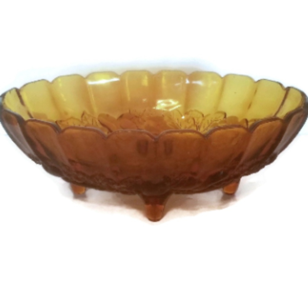 Amber Glass Harvest Footed Fruit Bowl